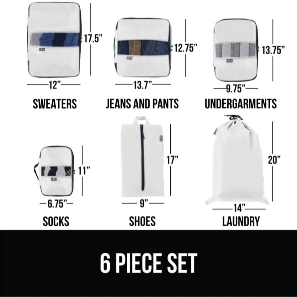 New Gorilla Grip 6-Piece Off White Garment Bag Set